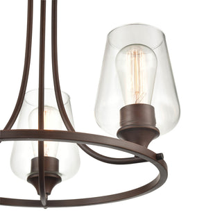 Ashford Three Light Chandelier in Rubbed Bronze