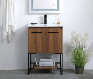 Gerard Single Bathroom Vanity in Walnut Brown