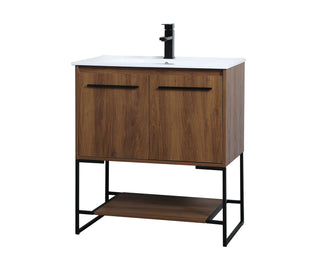Gerard Single Bathroom Vanity in Walnut Brown