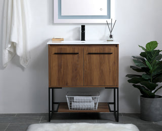 Gerard Single Bathroom Vanity in Walnut Brown