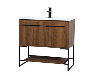 Gerard Single Bathroom Vanity in Walnut Brown