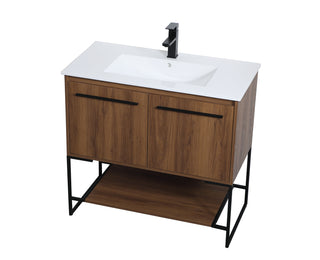Gerard Single Bathroom Vanity in Walnut Brown