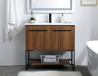 Gerard Single Bathroom Vanity in Walnut Brown
