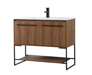 Gerard Single Bathroom Vanity in Walnut Brown