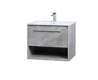 Kasper Single Bathroom Floating Vanity in Concrete Grey