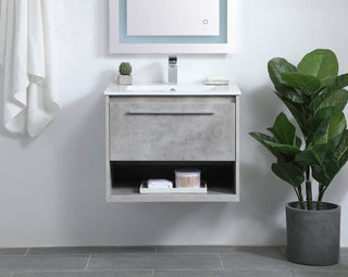 Kasper Single Bathroom Floating Vanity in Concrete Grey