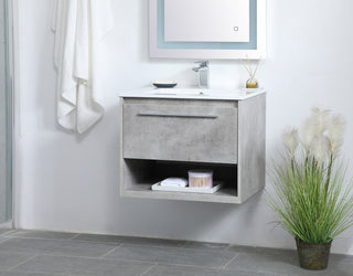 Kasper Single Bathroom Floating Vanity in Concrete Grey