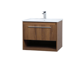 Kasper Single Bathroom Floating Vanity in Walnut Brown
