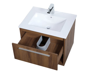 Kasper Single Bathroom Floating Vanity in Walnut Brown