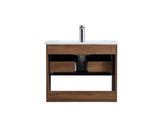 Kasper Single Bathroom Floating Vanity in Walnut Brown