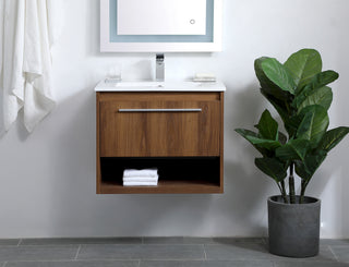 Kasper Single Bathroom Floating Vanity in Walnut Brown