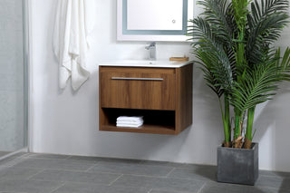 Kasper Single Bathroom Floating Vanity in Walnut Brown