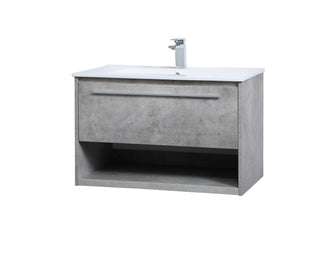 Kasper Single Bathroom Floating Vanity in Concrete Grey