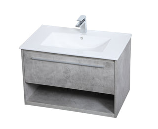 Kasper Single Bathroom Floating Vanity in Concrete Grey