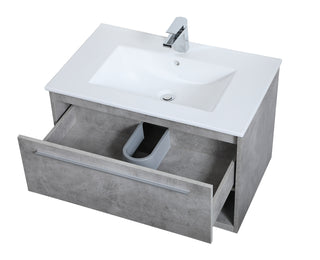 Kasper Single Bathroom Floating Vanity in Concrete Grey