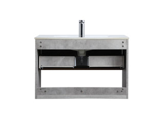 Kasper Single Bathroom Floating Vanity in Concrete Grey