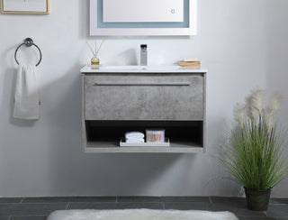 Kasper Single Bathroom Floating Vanity in Concrete Grey