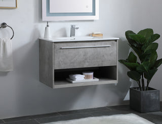 Kasper Single Bathroom Floating Vanity in Concrete Grey