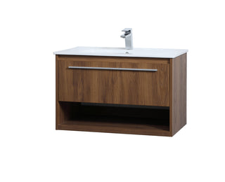 Kasper Single Bathroom Floating Vanity in Walnut Brown