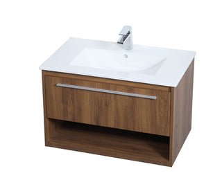 Kasper Single Bathroom Floating Vanity in Walnut Brown