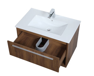 Kasper Single Bathroom Floating Vanity in Walnut Brown
