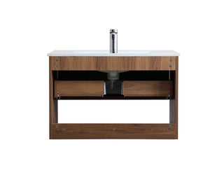 Kasper Single Bathroom Floating Vanity in Walnut Brown