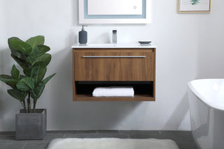 Kasper Single Bathroom Floating Vanity in Walnut Brown