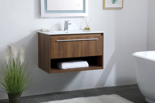 Kasper Single Bathroom Floating Vanity in Walnut Brown