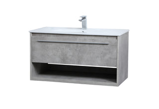 Kasper Single Bathroom Floating Vanity in Concrete Grey