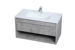 Kasper Single Bathroom Floating Vanity in Concrete Grey
