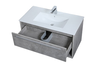 Kasper Single Bathroom Floating Vanity in Concrete Grey