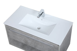 Kasper Single Bathroom Floating Vanity in Concrete Grey