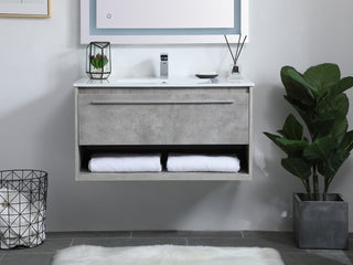 Kasper Single Bathroom Floating Vanity in Concrete Grey