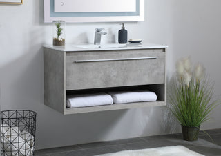 Kasper Single Bathroom Floating Vanity in Concrete Grey
