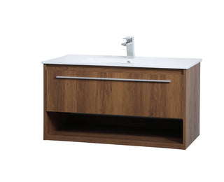 Kasper Single Bathroom Floating Vanity in Walnut Brown