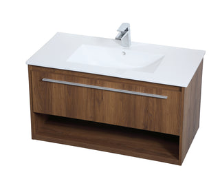 Kasper Single Bathroom Floating Vanity in Walnut Brown