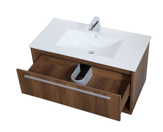 Kasper Single Bathroom Floating Vanity in Walnut Brown