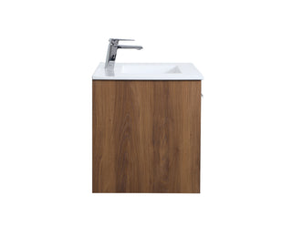 Kasper Single Bathroom Floating Vanity in Walnut Brown