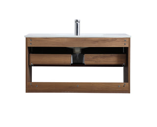 Kasper Single Bathroom Floating Vanity in Walnut Brown