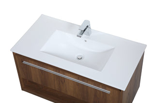 Kasper Single Bathroom Floating Vanity in Walnut Brown