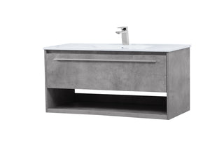 Kasper Single Bathroom Floating Vanity in Concrete Grey