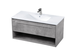 Kasper Single Bathroom Floating Vanity in Concrete Grey