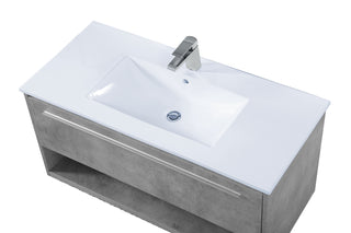 Kasper Single Bathroom Floating Vanity in Concrete Grey