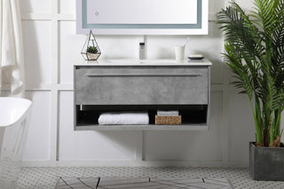 Kasper Single Bathroom Floating Vanity in Concrete Grey