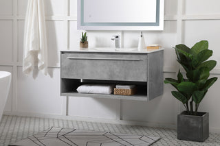 Kasper Single Bathroom Floating Vanity in Concrete Grey