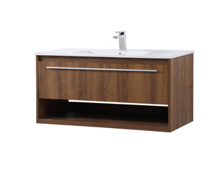 Kasper Single Bathroom Floating Vanity in Walnut Brown