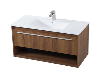 Kasper Single Bathroom Floating Vanity in Walnut Brown