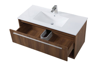 Kasper Single Bathroom Floating Vanity in Walnut Brown