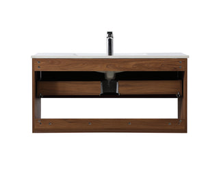 Kasper Single Bathroom Floating Vanity in Walnut Brown