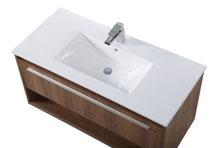 Kasper Single Bathroom Floating Vanity in Walnut Brown